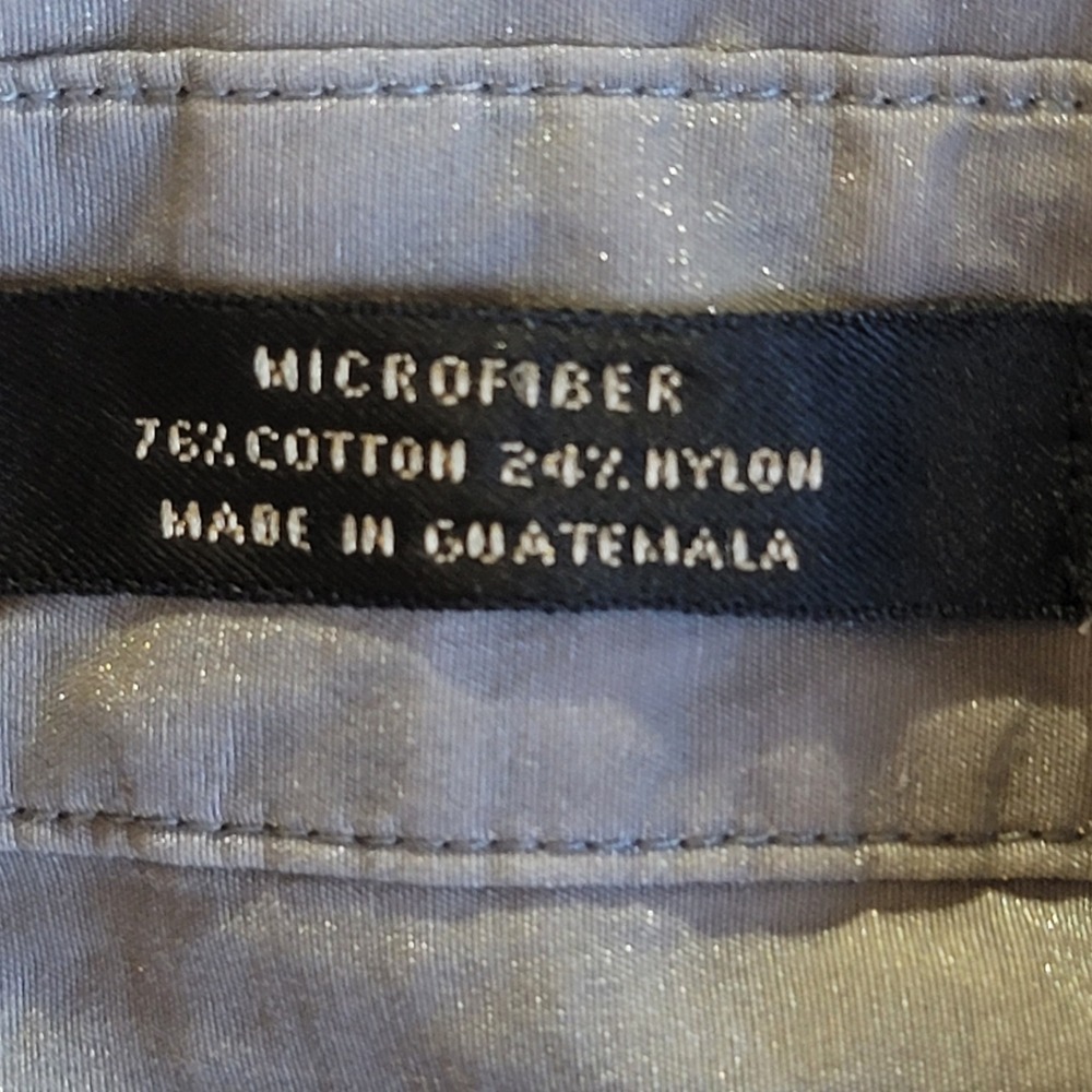 Van Heusen Button Down Mens 16.5 34/35 Gray Microfiber Cotton Nylon Long Sleeve - Picture 5 of 9